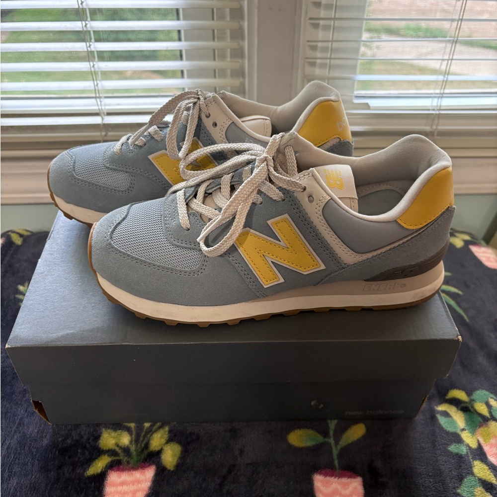 New Balance Classic Gray and Yellow Shoes